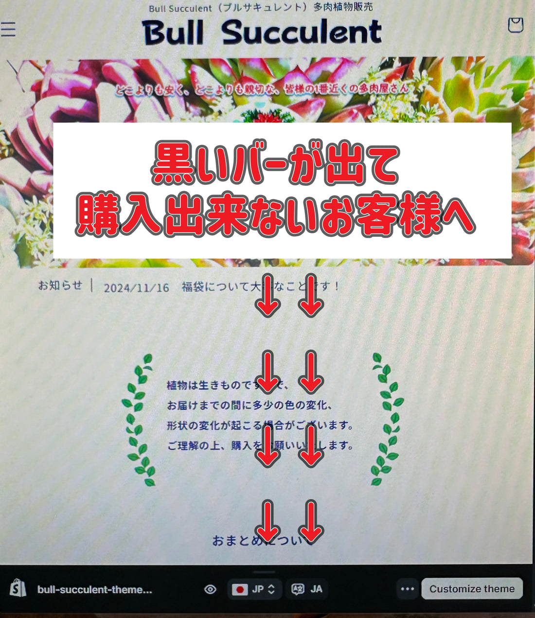 黒いバーが出て購入に進めないお客様へ