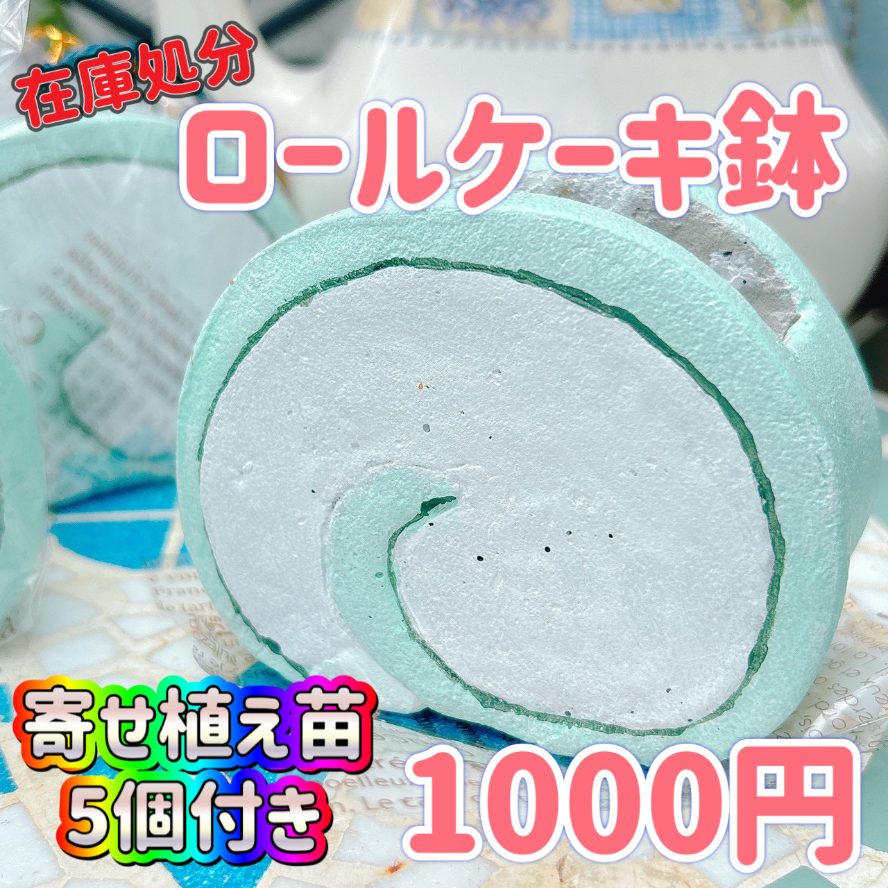 ロールケーキ鉢　ピスタチオグリーン