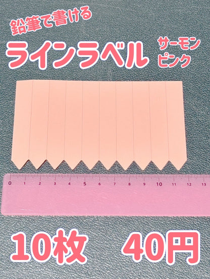 ラインラベル　サーモンピンク　10枚